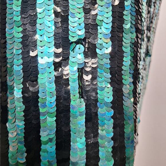 Vintage 80's La Scala Beaded Sequined Evening Dress Silk Party M Striped Glam - Picture 13 of 16